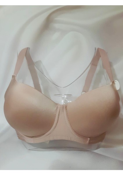 Pudra Renginde Saten Desteksiz Balenli Sütyen ve Saten Yanları ve Arkası Transparan Külot Takımı Büyük Beden fiyatları