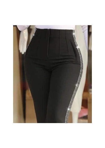 Mdb Kadın Yüksek Bel Yanlardan Taş Detaylı Ithal Krep Pantolon fiyatları