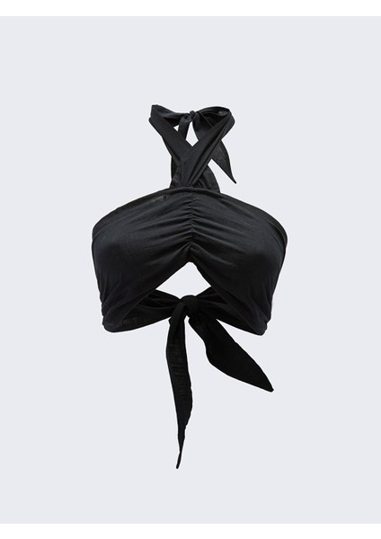 Yeni Sezon Düz Boyundan Bağlamalı Kadın Yüzme Giyim Üst