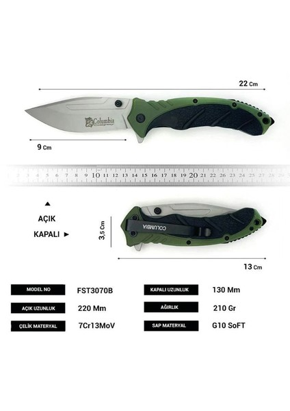 Kişiye Özel Isimli Columbia Aslan Baskılı Kamp Çakısı Fenerli Brv. FST-3070 21.5 cm indirimleri