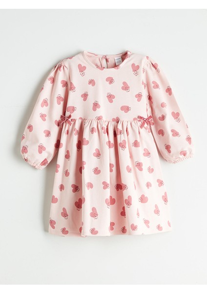 Yeni Sezon Kalp Baskılı Kız Çocuk Elbise