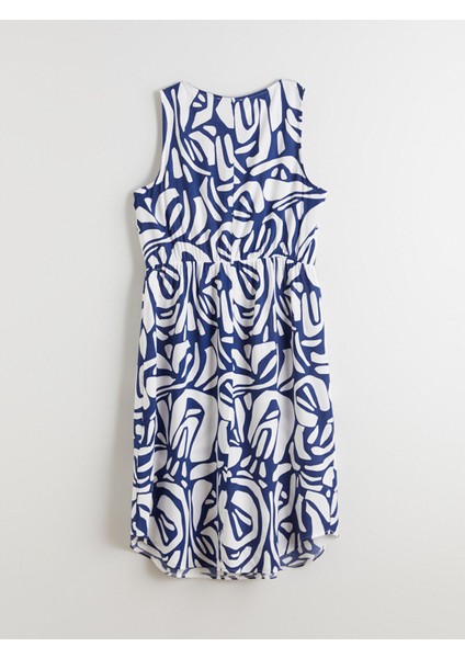 Yeni Sezon Bisiklet Yaka Desenli Belden Oturtmalı Elbise fiyatları