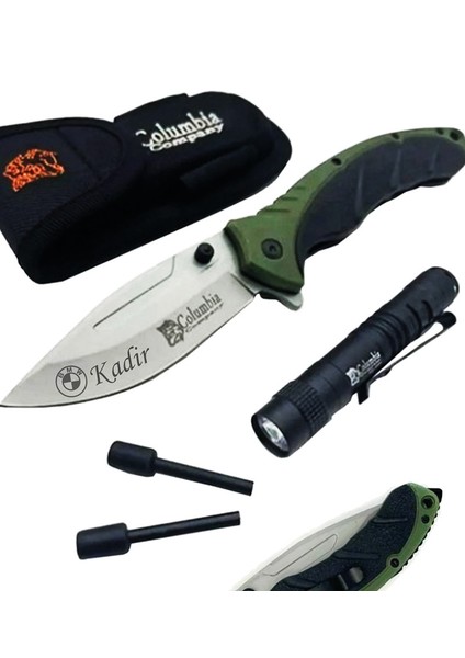 Kişiye Özel Isimli Columbia Araç Baskılı Kamp Çakısı Fenerli Brv. FST-3070 21.5 cm