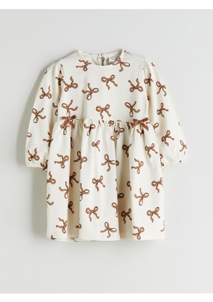 Yeni Sezon Fiyonk Baskılı Kız Çocuk Elbise