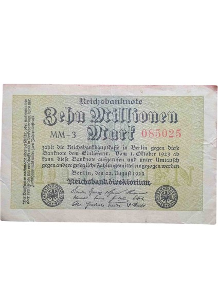 Almanya 10.000.000 Mark 1923 Koleksiyon Yabancı Kağıt Para Koleksiyon Başlangıç Setleri.