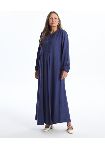 Yeni Sezon Bisiklet Yaka Desenli A Kesim Elbise