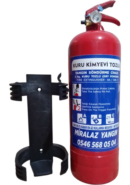 2 kg Yangın Söndürücü Tüp 4 Yıllık Tarihli Askı Aparatlı