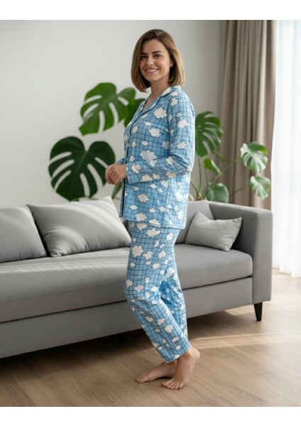 Bulut Desenli Pamuklu Pijama Takımı fırsatları