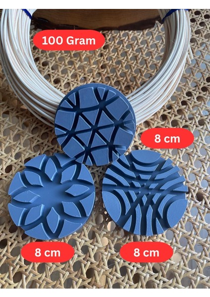 Rattan Core Doğal Bambu Çubuk 2 mm 100 gr ve 3 Adet 8 cm Küçük Boy, Rattan Örme Kalıbı 2 Si Birlikte