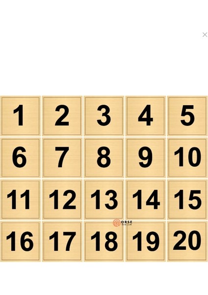 Dolap Masa Numarası Gold 1-20 (4X4CM)