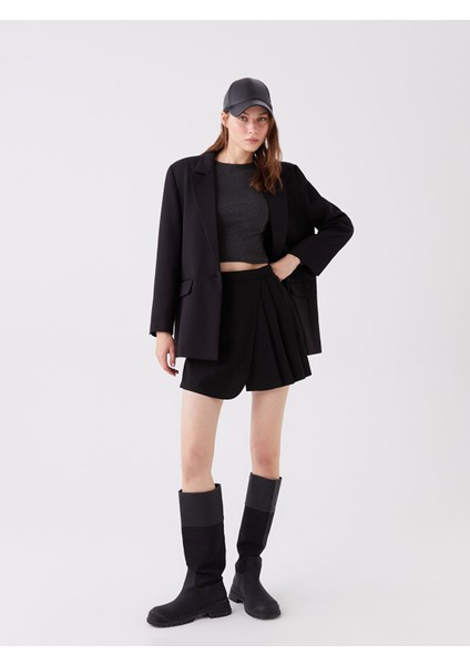 Yeni Sezon Kadın Beli Lastikli Düz Şort Etek