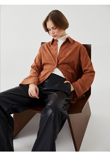 Yeni Sezon Süet Görünümlü Kadın Gömlek Tunik