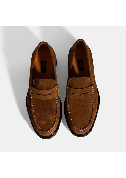 Erkek Taba Süet Deri Loafer