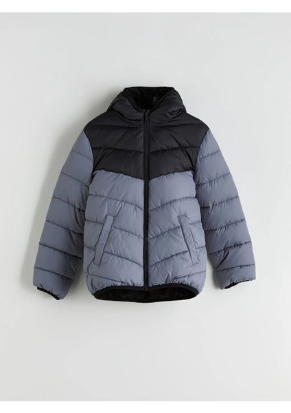 Lcw Kids Gri Kapüşonlu Erkek Çocuk Şişme Mont