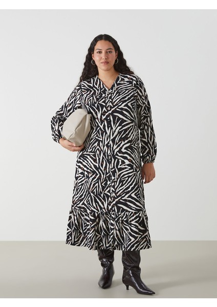 Yeni Sezon V Yaka Desenli Elbise fiyatları