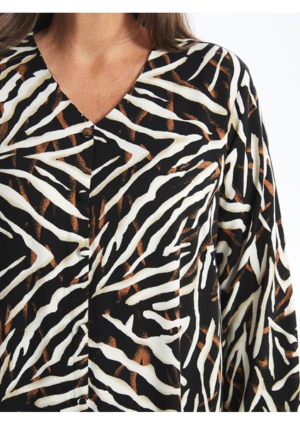 Yeni Sezon V Yaka Desenli Elbise fırsatları