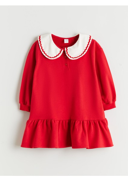 Yeni Sezon Bebe Yaka Kız Çocuk Elbise