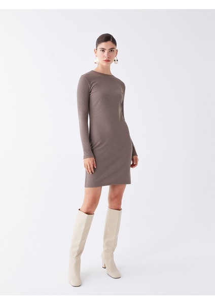 Yeni Sezon Bisiklet Yaka Düz Uzun Kollu Elbise fiyatları