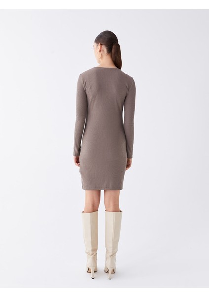 Yeni Sezon Bisiklet Yaka Düz Uzun Kollu Elbise indirimleri