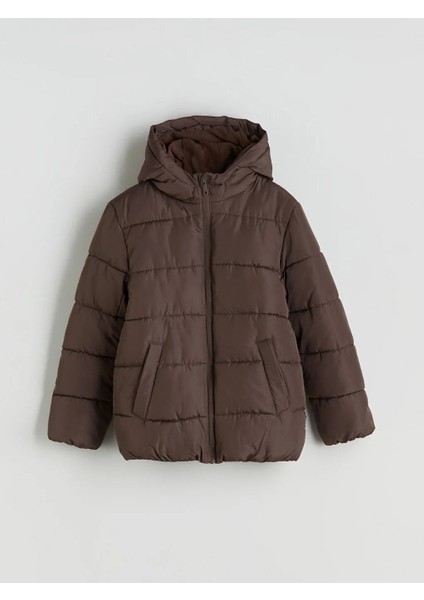 Lcw Kids Kahverengi Kapüşonlu Erkek Çocuk Şişme Mont