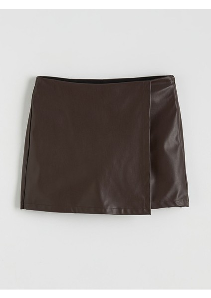 Yeni Sezon Dar Fit Kadın Deri Görünümlü Şort Etek indirimleri