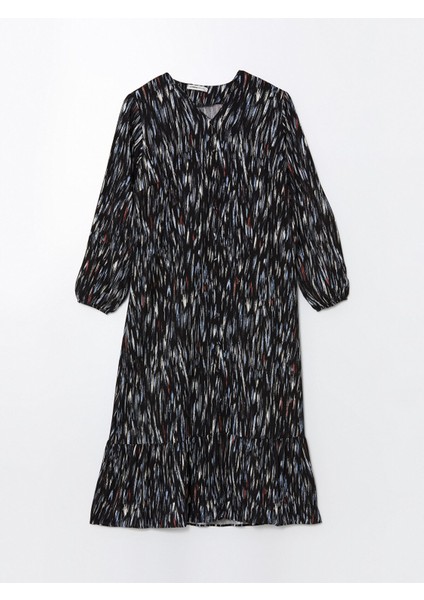 Yeni Sezon V Yaka Desenli Elbise indirimleri