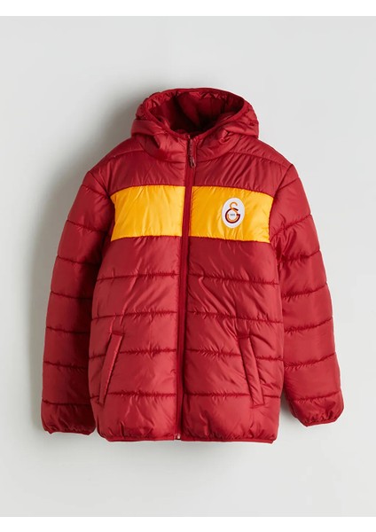 Lcw Kids Kırmızı Kapüşonlu Galatasaray Baskılı Erkek Çocuk Şişme Mont