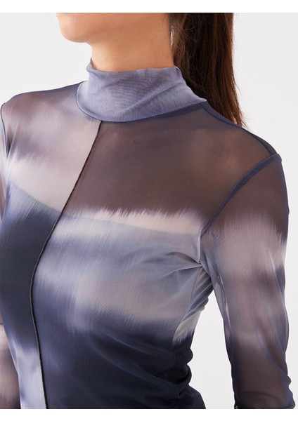 Yeni Sezon Dik Yaka Batik Desenli Uzun Kollu Kadın Bodycon Elbise fırsatları