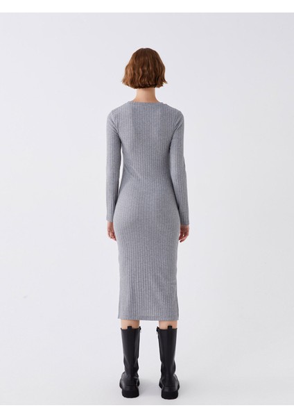 Yeni Sezon Bisiklet Yaka Düz Uzun Kollu Kadın Bodycon Elbise indirimleri