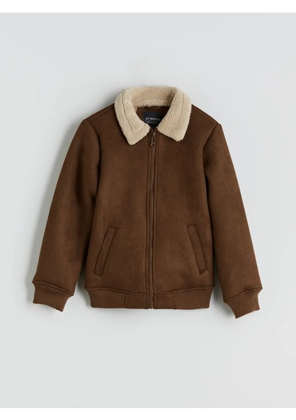 Lcw Kids Kahverengi Kürk Yaka Erkek Çocuk Süet Görünümlü Mont fiyatları