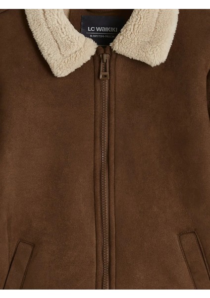 Lcw Kids Kahverengi Kürk Yaka Erkek Çocuk Süet Görünümlü Mont modelleri
