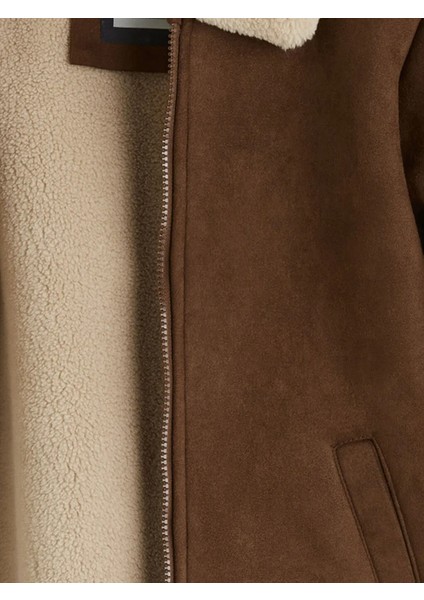 Lcw Kids Kahverengi Kürk Yaka Erkek Çocuk Süet Görünümlü Mont fırsatları