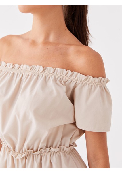 Yeni Sezon Kayık Yaka Düz Kısa Kollu Elbise fırsatları