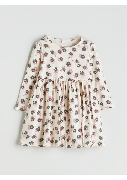 Yeni Sezon Çiçekli Penye Kız Çocuk Elbise