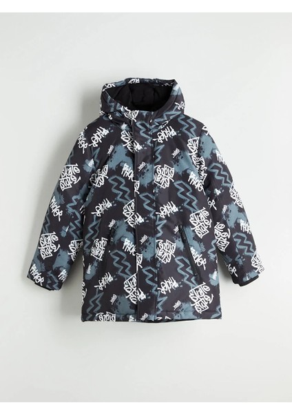 Lcw Kids Siyah Kapüşonlu Erkek Çocuk Mont