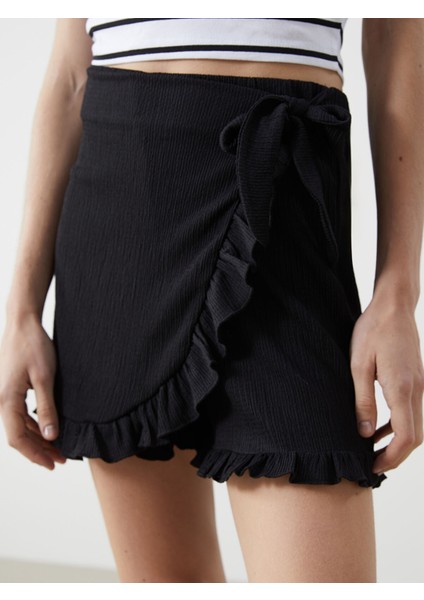 Yeni Sezon Beli Lastikli Dokulu Kadın Şort Etek modelleri