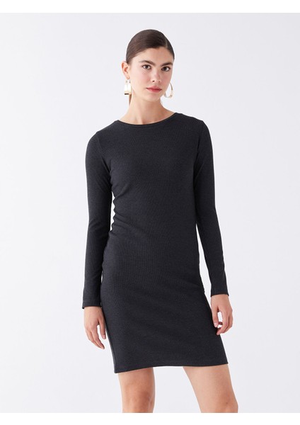 Yeni Sezon Bisiklet Yaka Düz Uzun Kollu Elbise modelleri