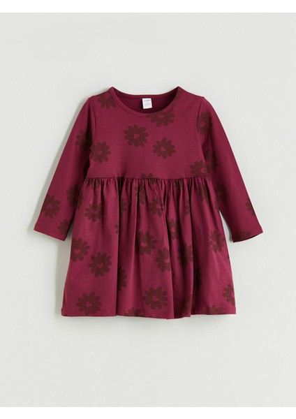 Yeni Sezon Çiçekli Penye Kız Çocuk Elbise
