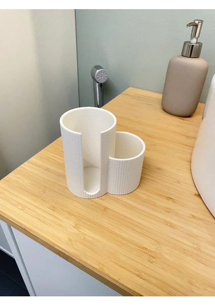 3D Baskı Ikili Banyo Organizeri – Pamuk Ped & Kulak Çubuğu Düzenleyici (Beyaz) fiyatları