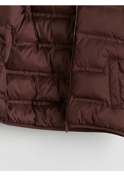 Lcw Kids Kahverengi Kapüşonlu Erkek Çocuk Şişme Mont modelleri