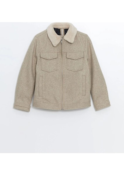Lcw Vision Bej Pelüş Yaka Erkek Çocuk Kaşe Mont