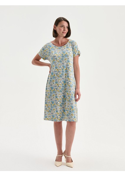 Yeni Sezon Bisiklet Yaka Çiçekli A Kesim Elbise fiyatları