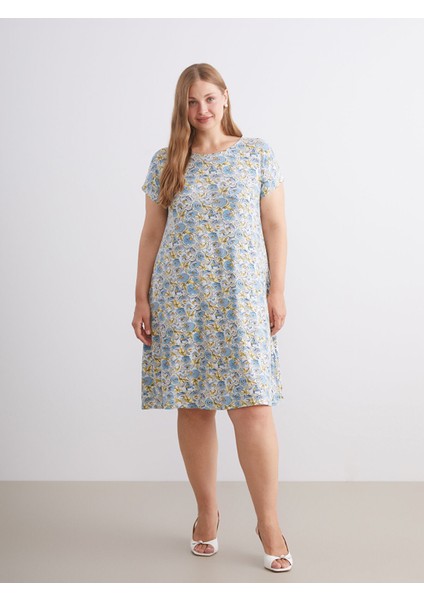 Yeni Sezon Bisiklet Yaka Çiçekli A Kesim Elbise modelleri