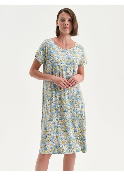 Yeni Sezon Bisiklet Yaka Çiçekli A Kesim Elbise fırsatları