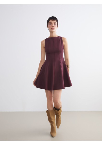 Yeni Sezon Bisiklet Yaka Peplum Mini Elbise