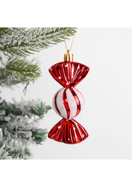 5 Adet Simli Şeker Yılbaşı Ağacı Süsü Noel Kırmızı Çam Ağacı Asma Süsü fiyatları