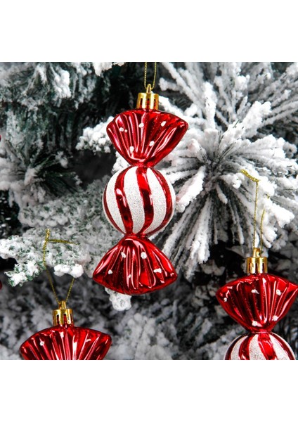 5 Adet Simli Şeker Yılbaşı Ağacı Süsü Noel Kırmızı Çam Ağacı Asma Süsü modelleri