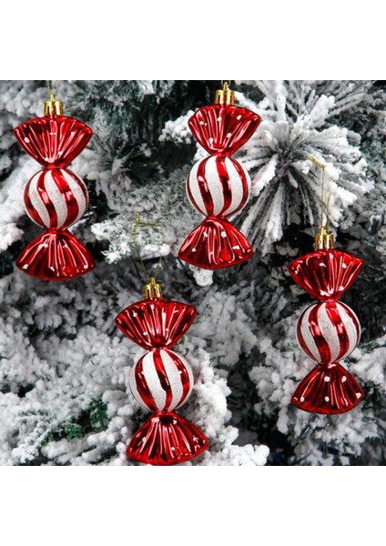 5 Adet Simli Şeker Yılbaşı Ağacı Süsü Noel Kırmızı Çam Ağacı Asma Süsü indirimleri