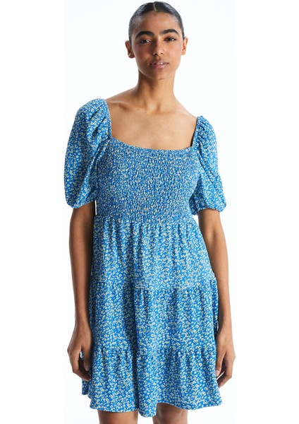 Yeni Sezon Kayık Yaka Çiçekli Kadın Elbise modelleri