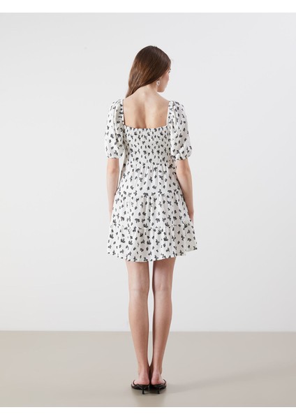 Yeni Sezon Kare Yaka Balon Kollu Katkat Mini Elbise fırsatları